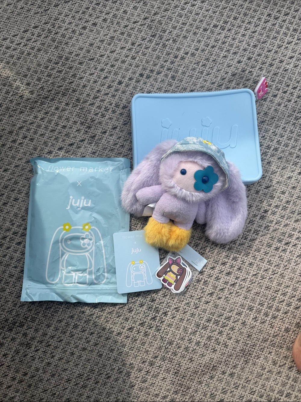 Cj Hendry JuJu Lavender Bunny Plush with Blue Flower Eye and Yellow Feet
